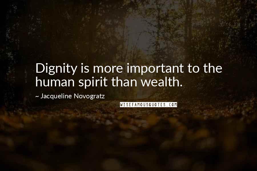 Jacqueline Novogratz Quotes: Dignity is more important to the human spirit than wealth.