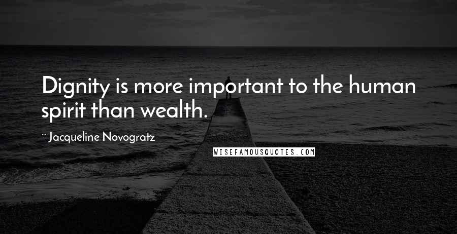 Jacqueline Novogratz Quotes: Dignity is more important to the human spirit than wealth.