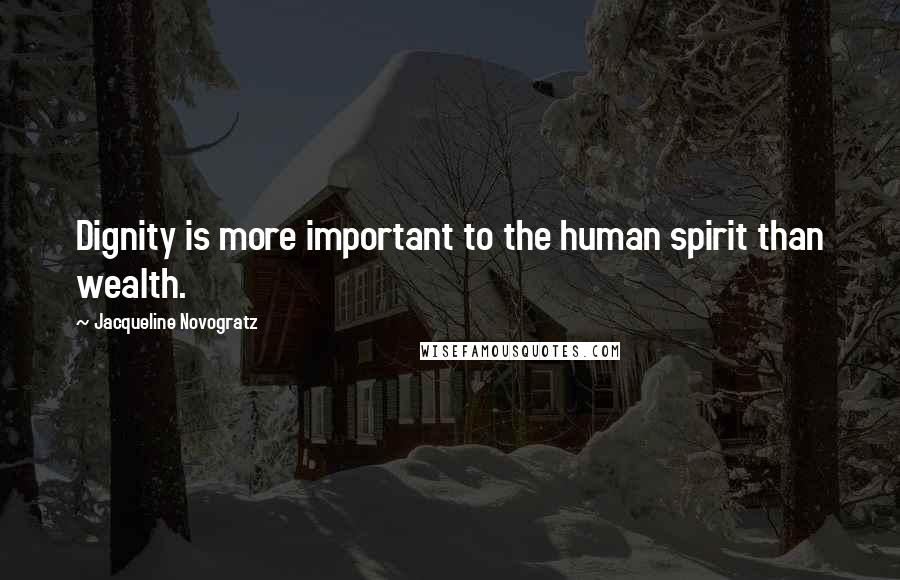 Jacqueline Novogratz Quotes: Dignity is more important to the human spirit than wealth.