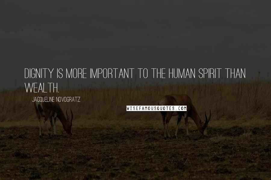 Jacqueline Novogratz Quotes: Dignity is more important to the human spirit than wealth.