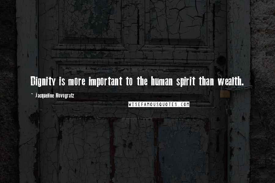 Jacqueline Novogratz Quotes: Dignity is more important to the human spirit than wealth.