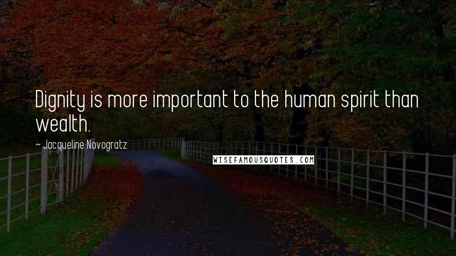 Jacqueline Novogratz Quotes: Dignity is more important to the human spirit than wealth.