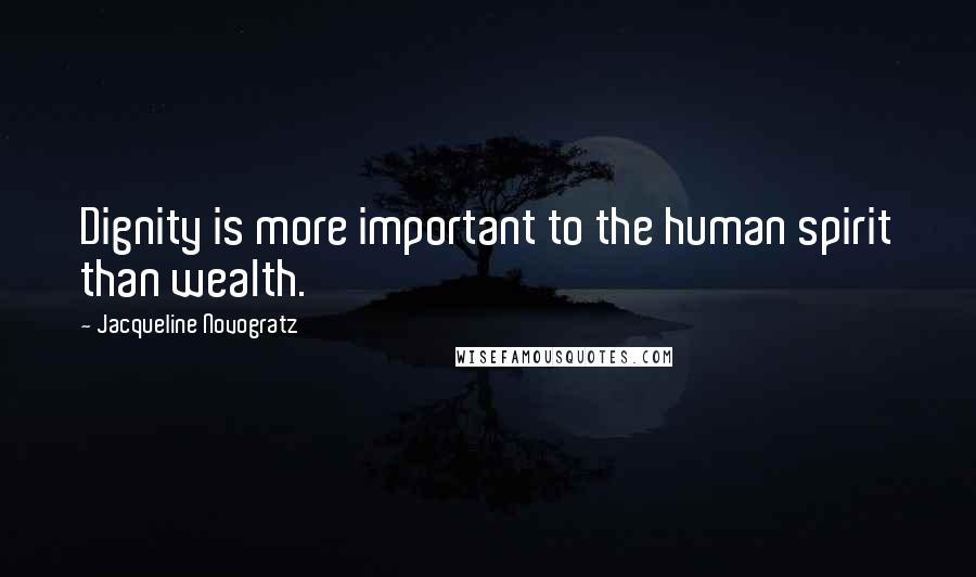 Jacqueline Novogratz Quotes: Dignity is more important to the human spirit than wealth.