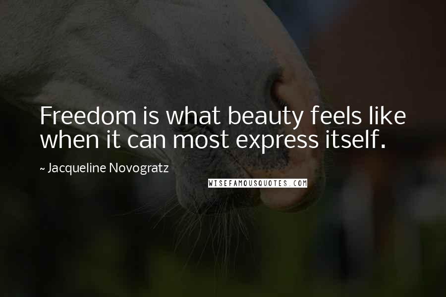 Jacqueline Novogratz Quotes: Freedom is what beauty feels like when it can most express itself.