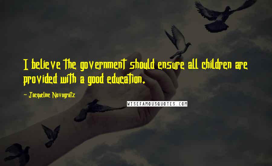 Jacqueline Novogratz Quotes: I believe the government should ensure all children are provided with a good education.
