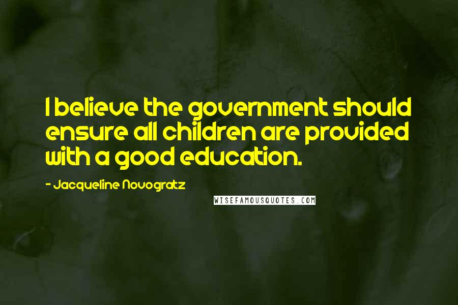 Jacqueline Novogratz Quotes: I believe the government should ensure all children are provided with a good education.