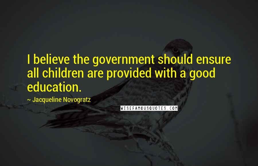 Jacqueline Novogratz Quotes: I believe the government should ensure all children are provided with a good education.