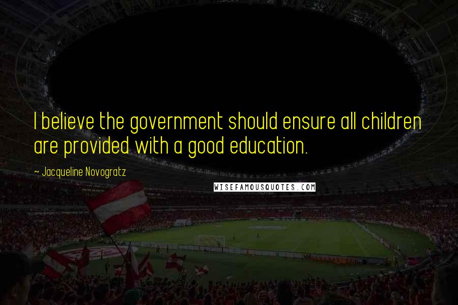 Jacqueline Novogratz Quotes: I believe the government should ensure all children are provided with a good education.