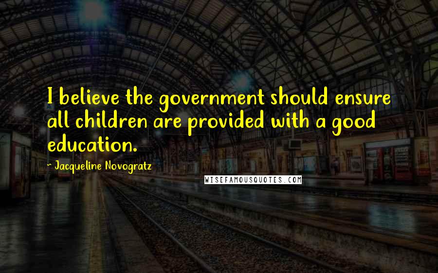 Jacqueline Novogratz Quotes: I believe the government should ensure all children are provided with a good education.