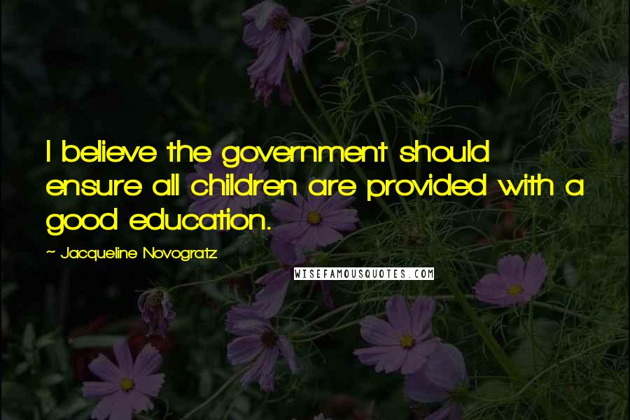 Jacqueline Novogratz Quotes: I believe the government should ensure all children are provided with a good education.