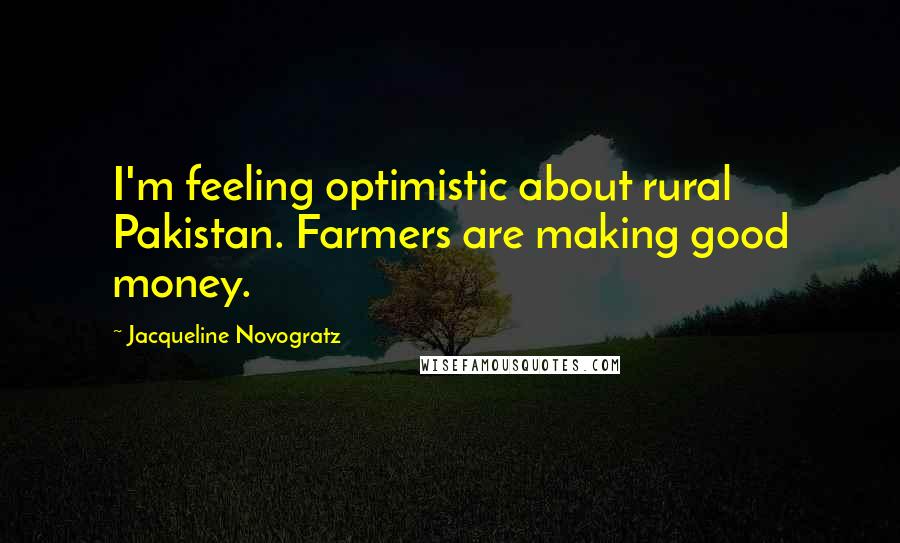 Jacqueline Novogratz Quotes: I'm feeling optimistic about rural Pakistan. Farmers are making good money.