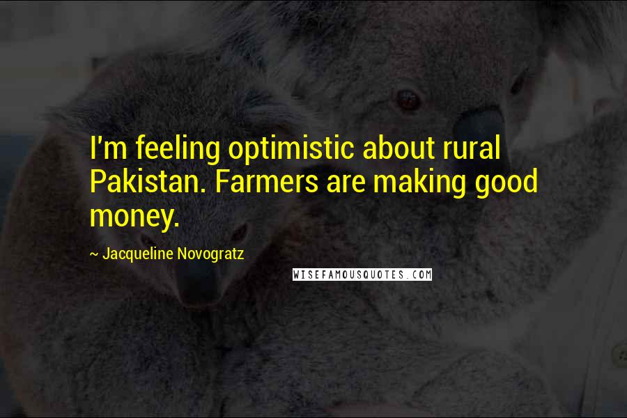 Jacqueline Novogratz Quotes: I'm feeling optimistic about rural Pakistan. Farmers are making good money.