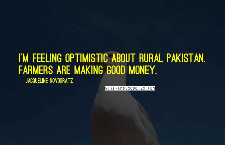 Jacqueline Novogratz Quotes: I'm feeling optimistic about rural Pakistan. Farmers are making good money.