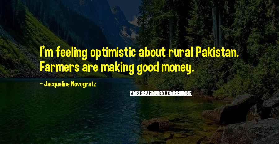 Jacqueline Novogratz Quotes: I'm feeling optimistic about rural Pakistan. Farmers are making good money.