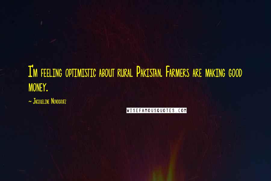 Jacqueline Novogratz Quotes: I'm feeling optimistic about rural Pakistan. Farmers are making good money.