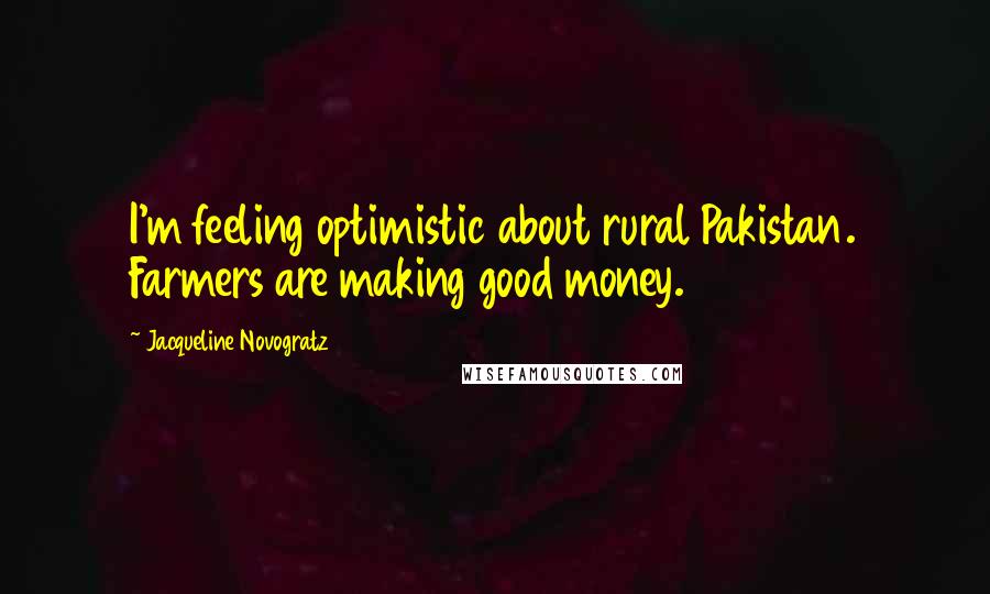 Jacqueline Novogratz Quotes: I'm feeling optimistic about rural Pakistan. Farmers are making good money.