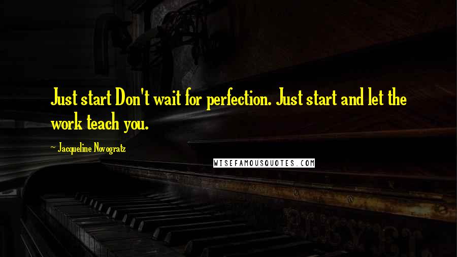 Jacqueline Novogratz Quotes: Just start Don't wait for perfection. Just start and let the work teach you.