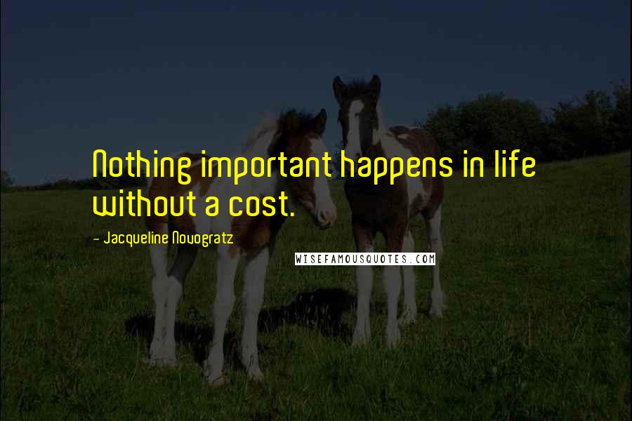 Jacqueline Novogratz Quotes: Nothing important happens in life without a cost.