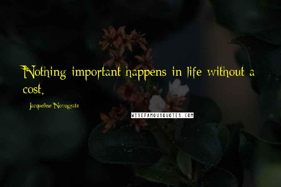 Jacqueline Novogratz Quotes: Nothing important happens in life without a cost.