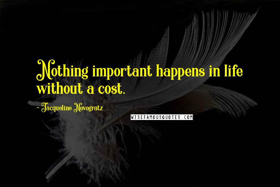 Jacqueline Novogratz Quotes: Nothing important happens in life without a cost.