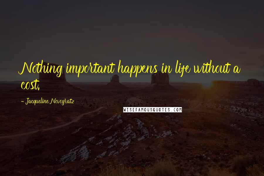 Jacqueline Novogratz Quotes: Nothing important happens in life without a cost.