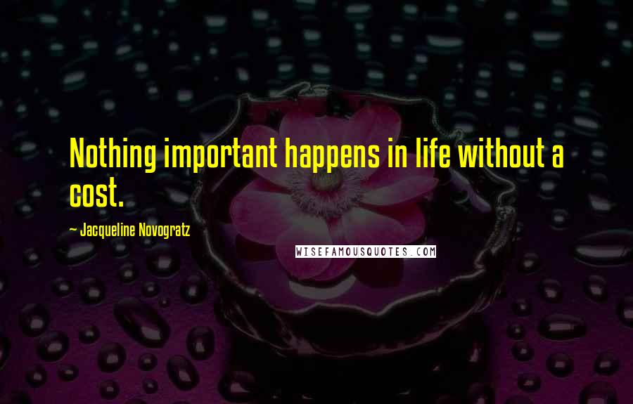 Jacqueline Novogratz Quotes: Nothing important happens in life without a cost.