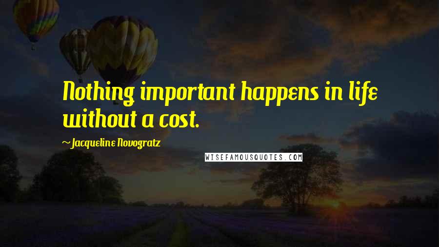 Jacqueline Novogratz Quotes: Nothing important happens in life without a cost.