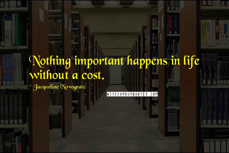 Jacqueline Novogratz Quotes: Nothing important happens in life without a cost.