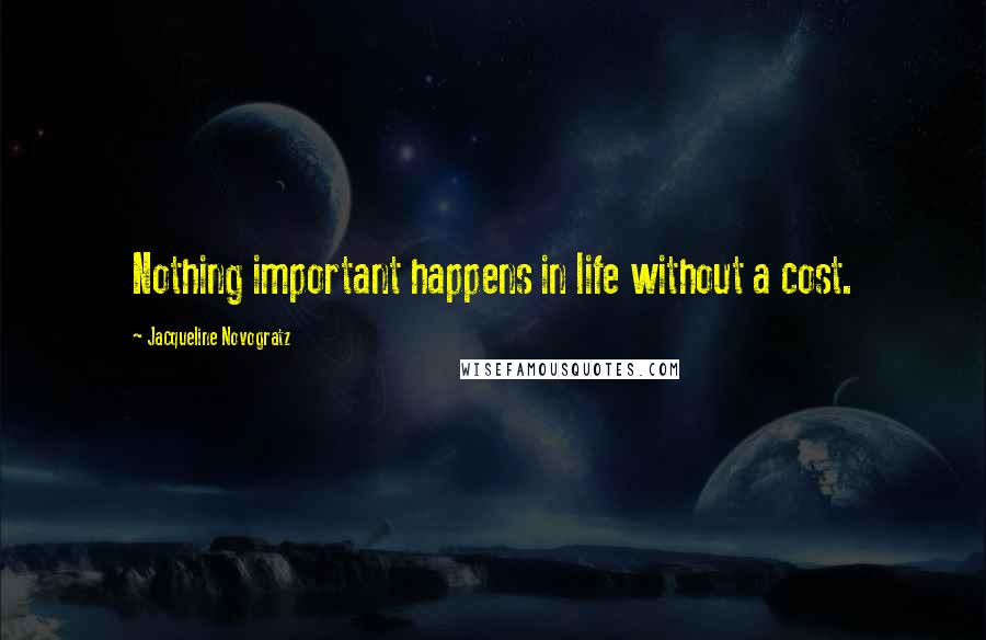 Jacqueline Novogratz Quotes: Nothing important happens in life without a cost.