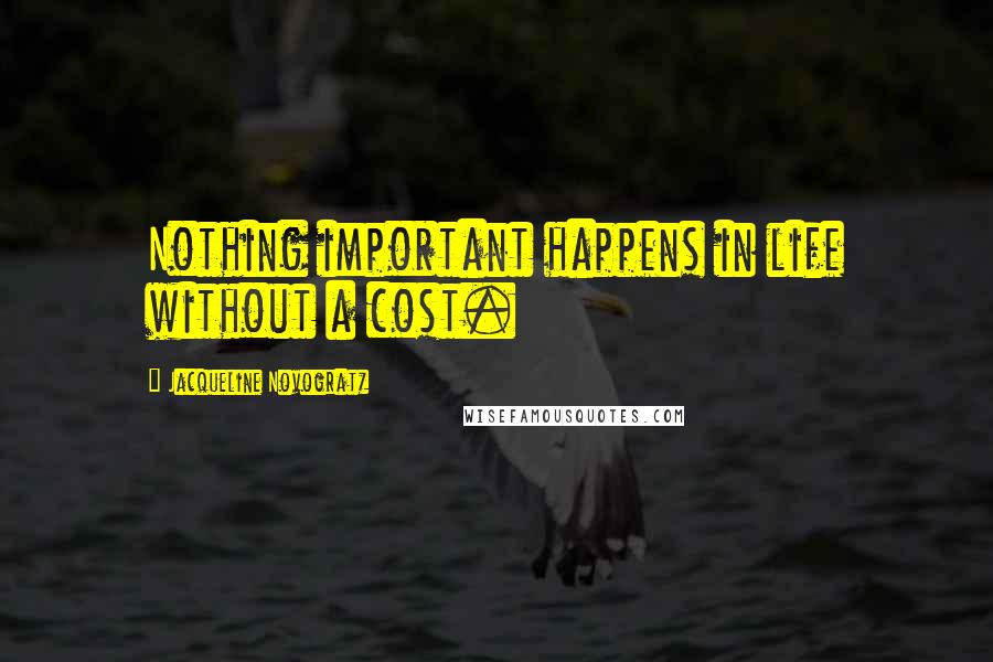 Jacqueline Novogratz Quotes: Nothing important happens in life without a cost.