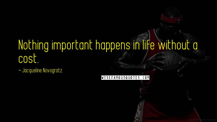 Jacqueline Novogratz Quotes: Nothing important happens in life without a cost.