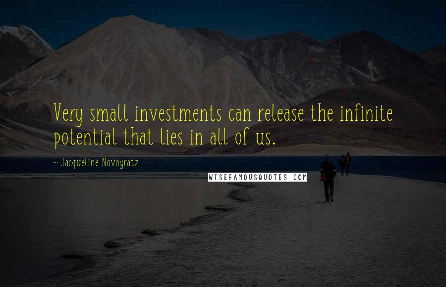 Jacqueline Novogratz Quotes: Very small investments can release the infinite potential that lies in all of us.