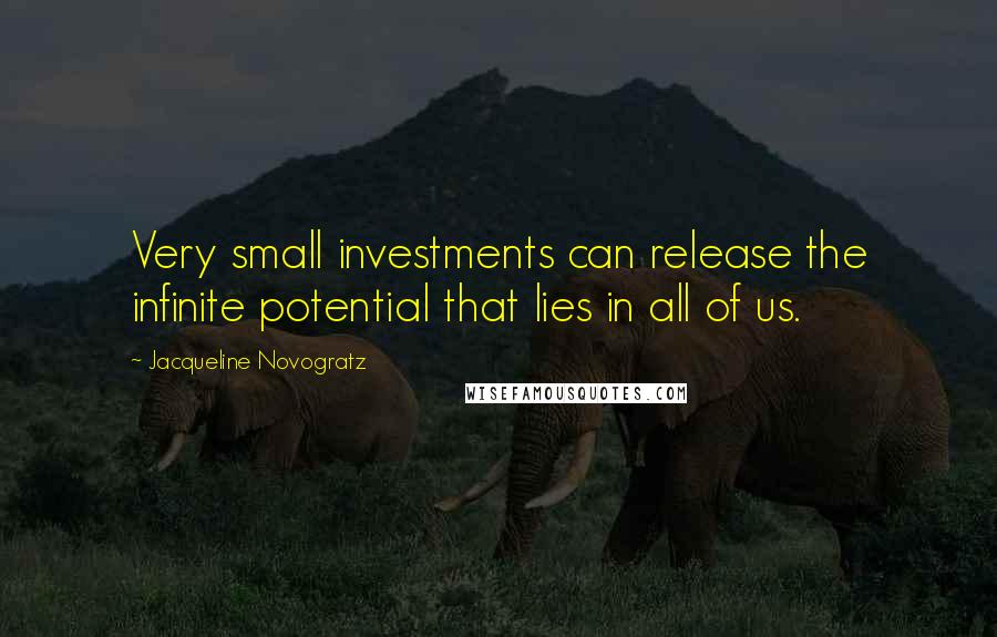 Jacqueline Novogratz Quotes: Very small investments can release the infinite potential that lies in all of us.