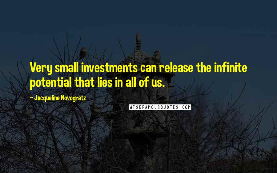 Jacqueline Novogratz Quotes: Very small investments can release the infinite potential that lies in all of us.