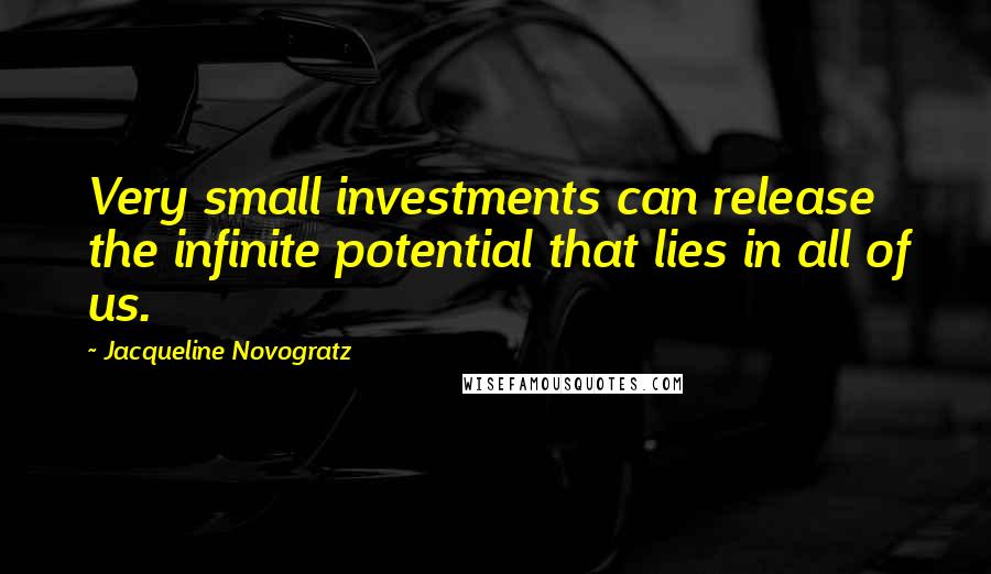 Jacqueline Novogratz Quotes: Very small investments can release the infinite potential that lies in all of us.