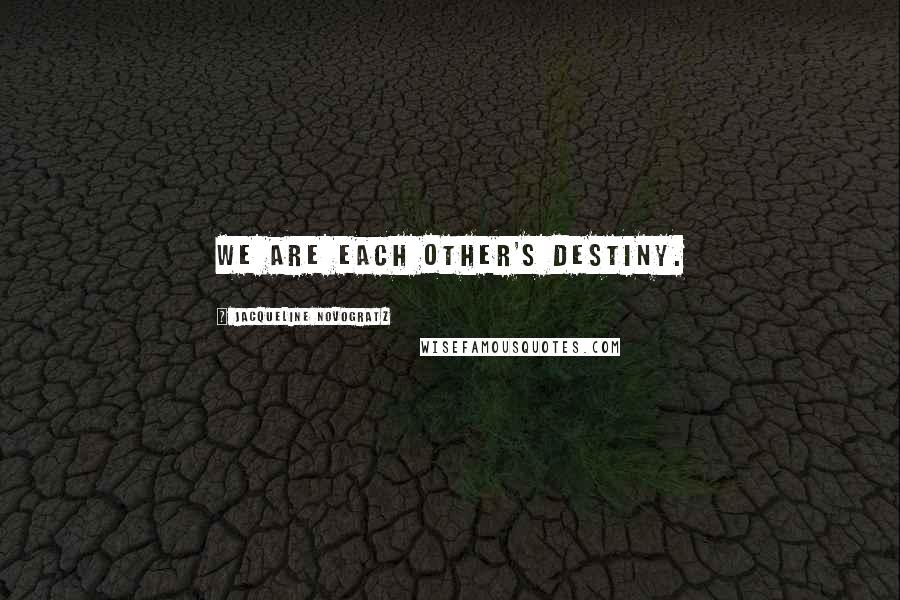 Jacqueline Novogratz Quotes: We are each other's destiny.