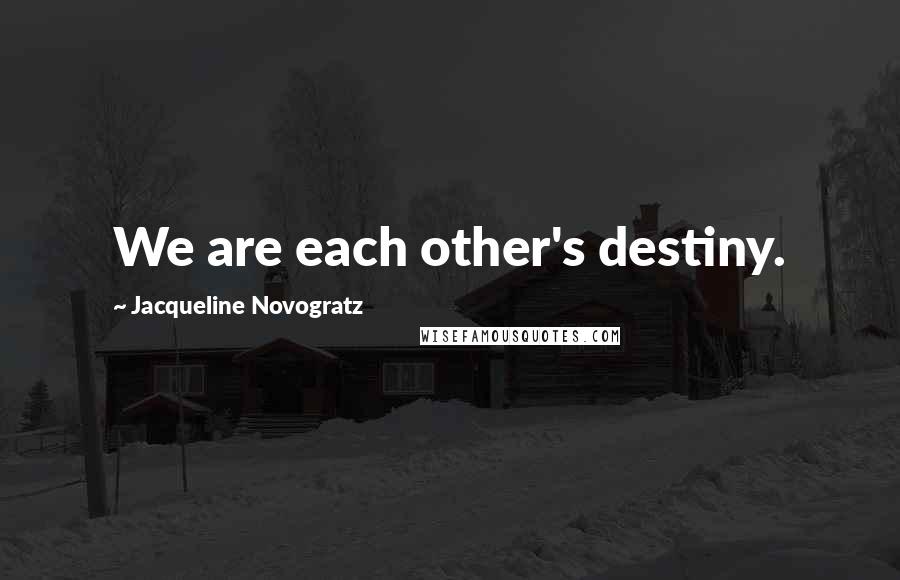 Jacqueline Novogratz Quotes: We are each other's destiny.