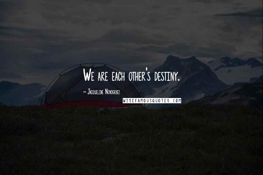 Jacqueline Novogratz Quotes: We are each other's destiny.