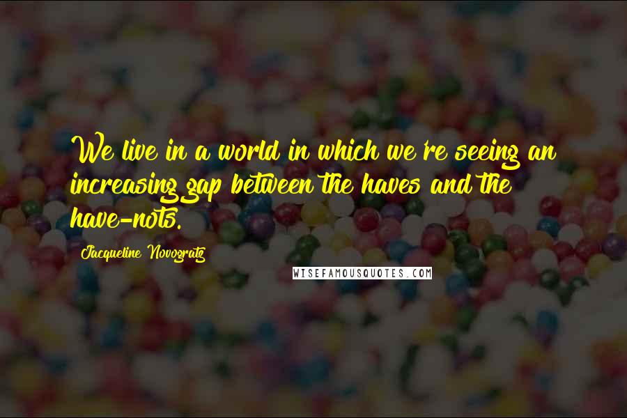 Jacqueline Novogratz Quotes: We live in a world in which we're seeing an increasing gap between the haves and the have-nots.