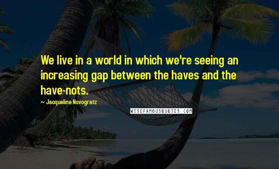 Jacqueline Novogratz Quotes: We live in a world in which we're seeing an increasing gap between the haves and the have-nots.