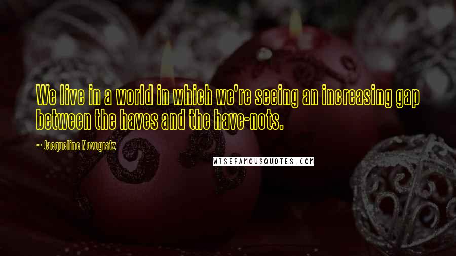 Jacqueline Novogratz Quotes: We live in a world in which we're seeing an increasing gap between the haves and the have-nots.