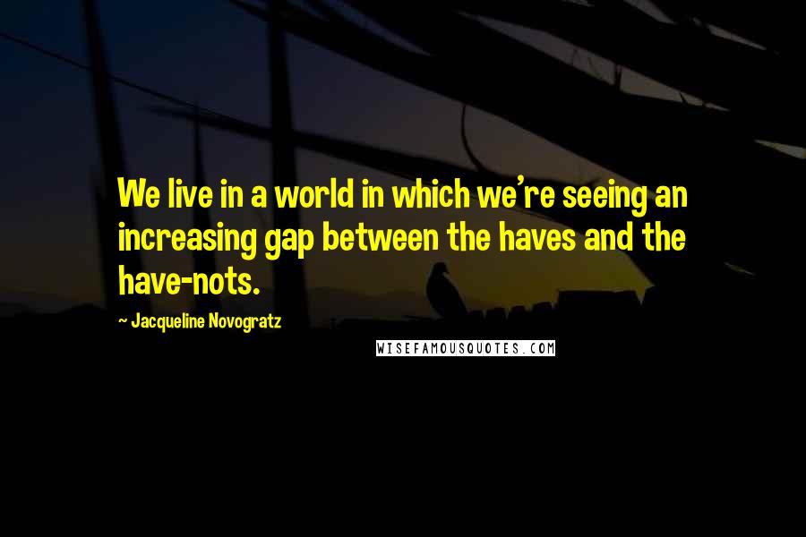 Jacqueline Novogratz Quotes: We live in a world in which we're seeing an increasing gap between the haves and the have-nots.