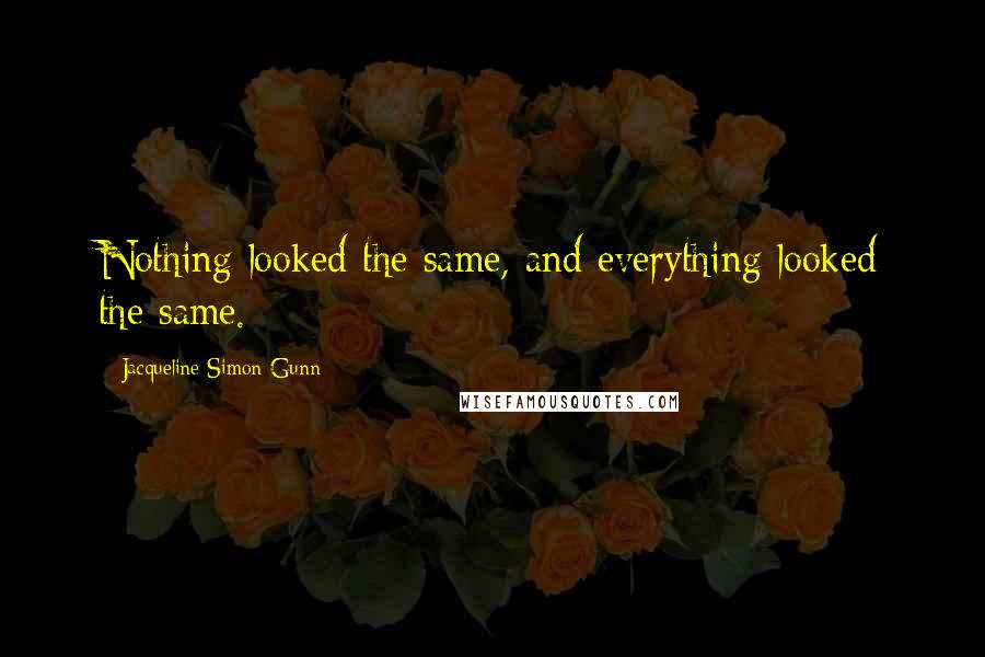 Jacqueline Simon Gunn Quotes: Nothing looked the same, and everything looked the same.