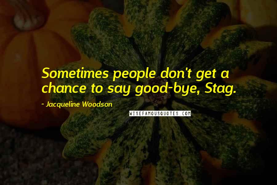 Jacqueline Woodson Quotes: Sometimes people don't get a chance to say good-bye, Stag.