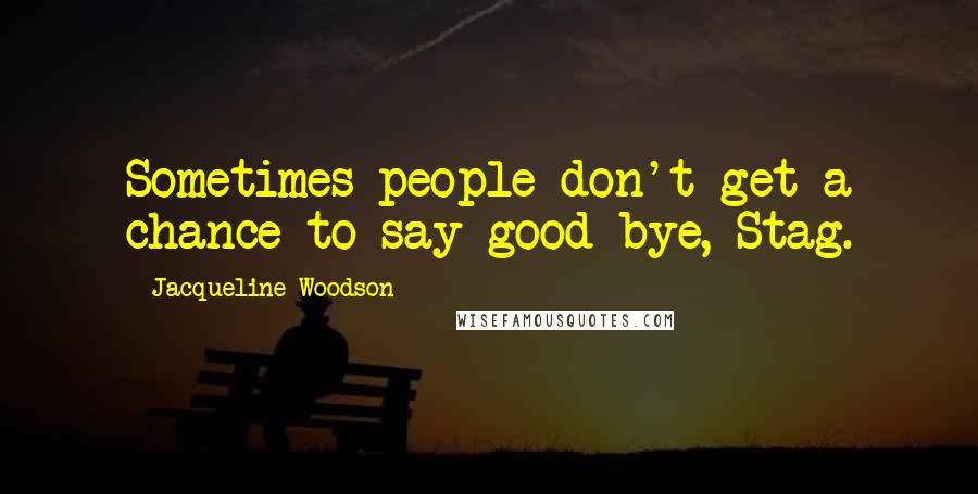 Jacqueline Woodson Quotes: Sometimes people don't get a chance to say good-bye, Stag.