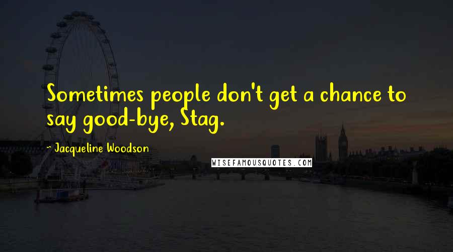 Jacqueline Woodson Quotes: Sometimes people don't get a chance to say good-bye, Stag.