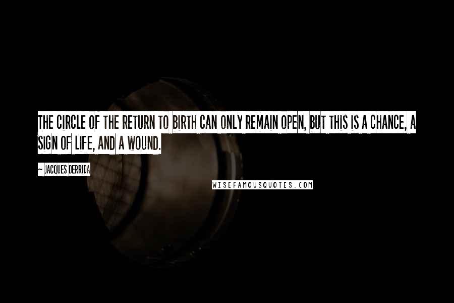 Jacques Derrida Quotes: The circle of the return to birth can only remain open, but this is a chance, a sign of life, and a wound.