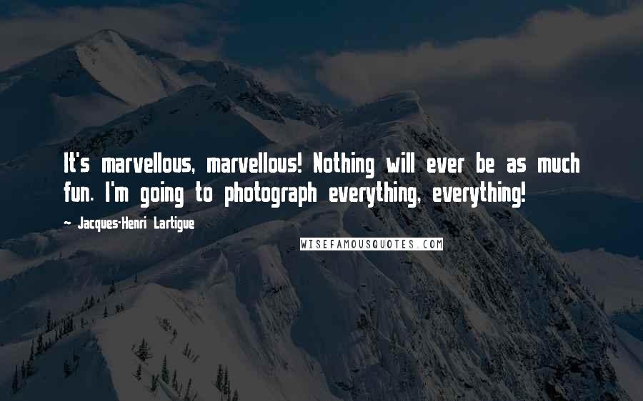 Jacques-Henri Lartigue Quotes: It's marvellous, marvellous! Nothing will ever be as much fun. I'm going to photograph everything, everything!