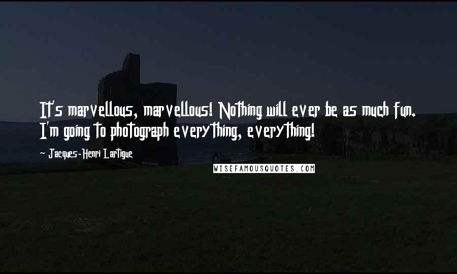 Jacques-Henri Lartigue Quotes: It's marvellous, marvellous! Nothing will ever be as much fun. I'm going to photograph everything, everything!