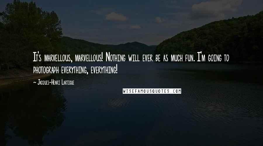 Jacques-Henri Lartigue Quotes: It's marvellous, marvellous! Nothing will ever be as much fun. I'm going to photograph everything, everything!